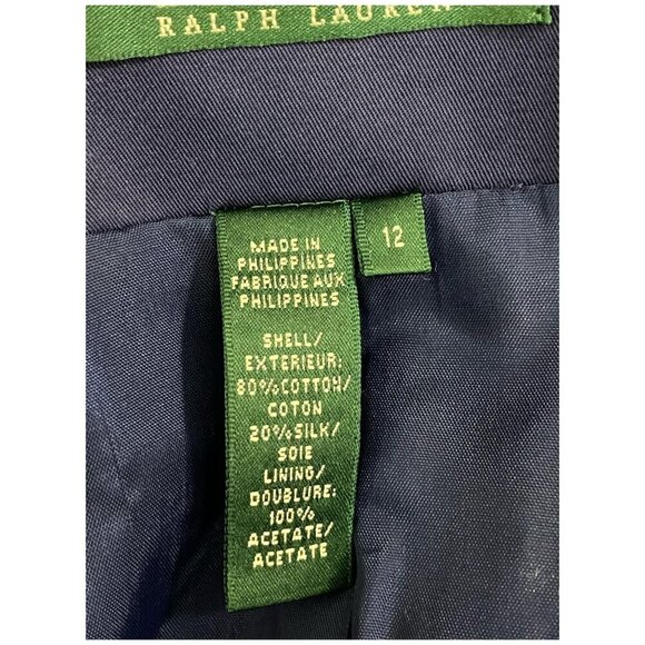 LAUREN Ralph Lauren Blue Cotton Silk Blend Blazer Nautical Women's Sz 12 - Picture 6 of 8
